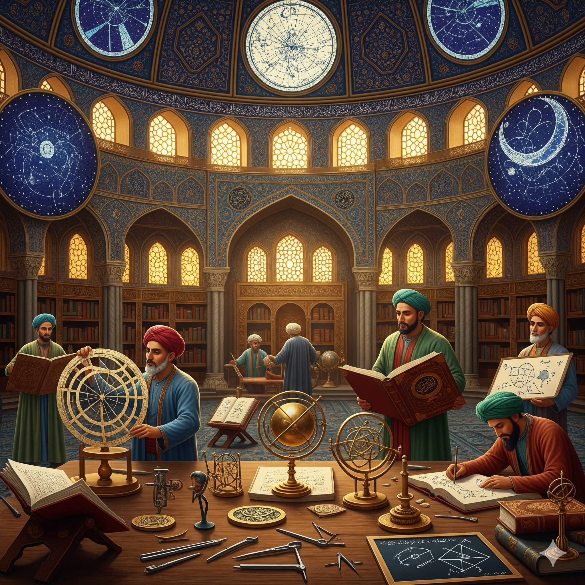 Ancient Islamic manuscripts with geometric patterns